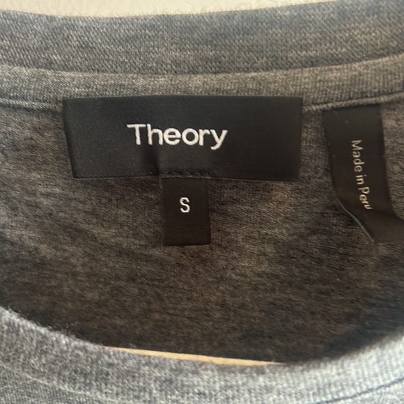 Theory gray stretchy midi. Scoop neck w breast pocket. 12’’ slit up both sides. - Picture 5 of 6